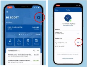 Images of a mobile banking app